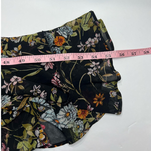 Jonathan Martin Black Floral V Neck Ruffle High/Low Maxi Dress Whimsy Fairy L - Picture 8 of 10